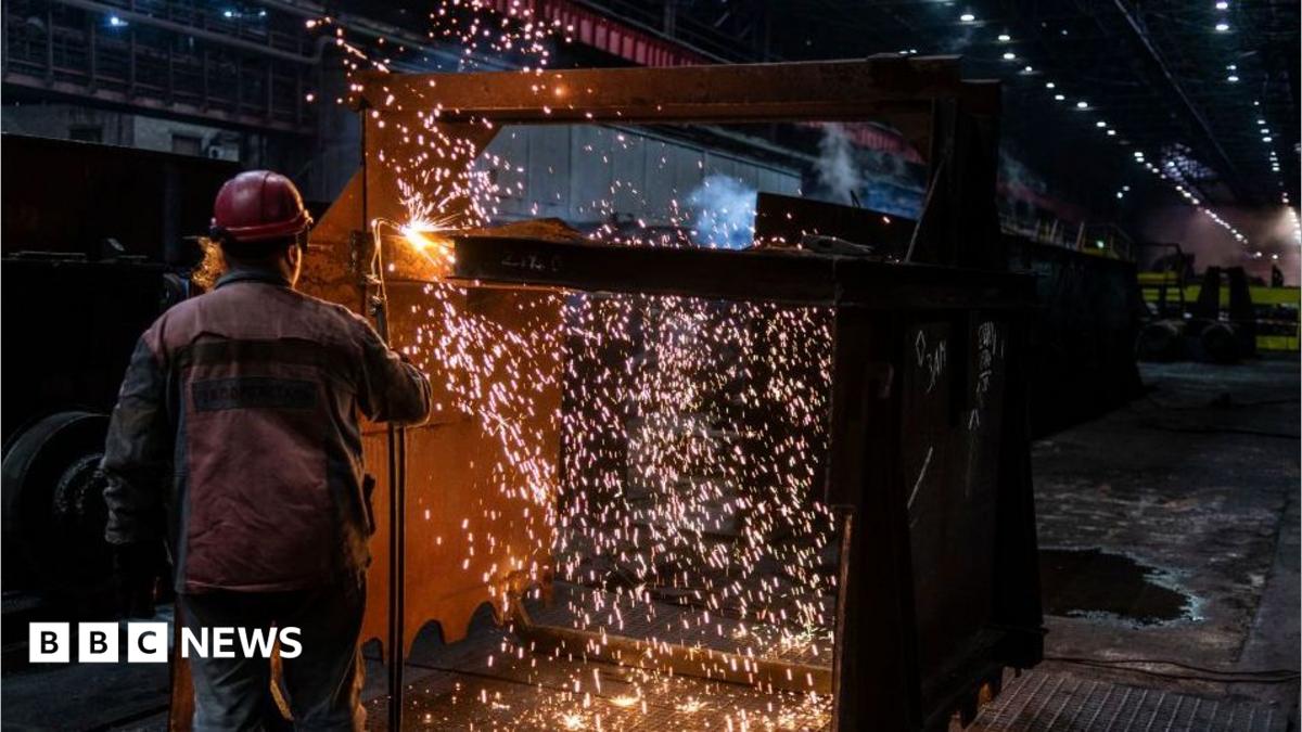 Worker at the Zaporizhstal steel plant, owned and operated by Metinvest, in Ukraine.