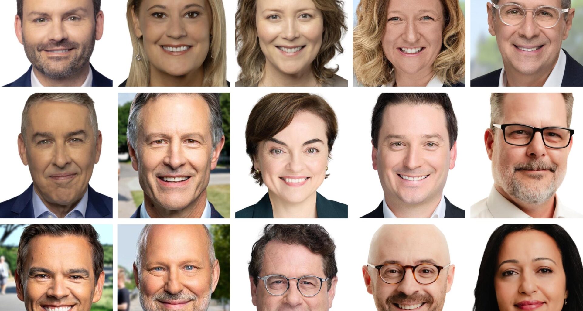 Photos of 15 candidates from five major parties