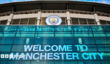 A general view of The Etihad Stadium, home of Manchester City