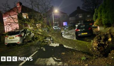 Thousands in North West without power and cars wrecked in Storm Boelo - BBC