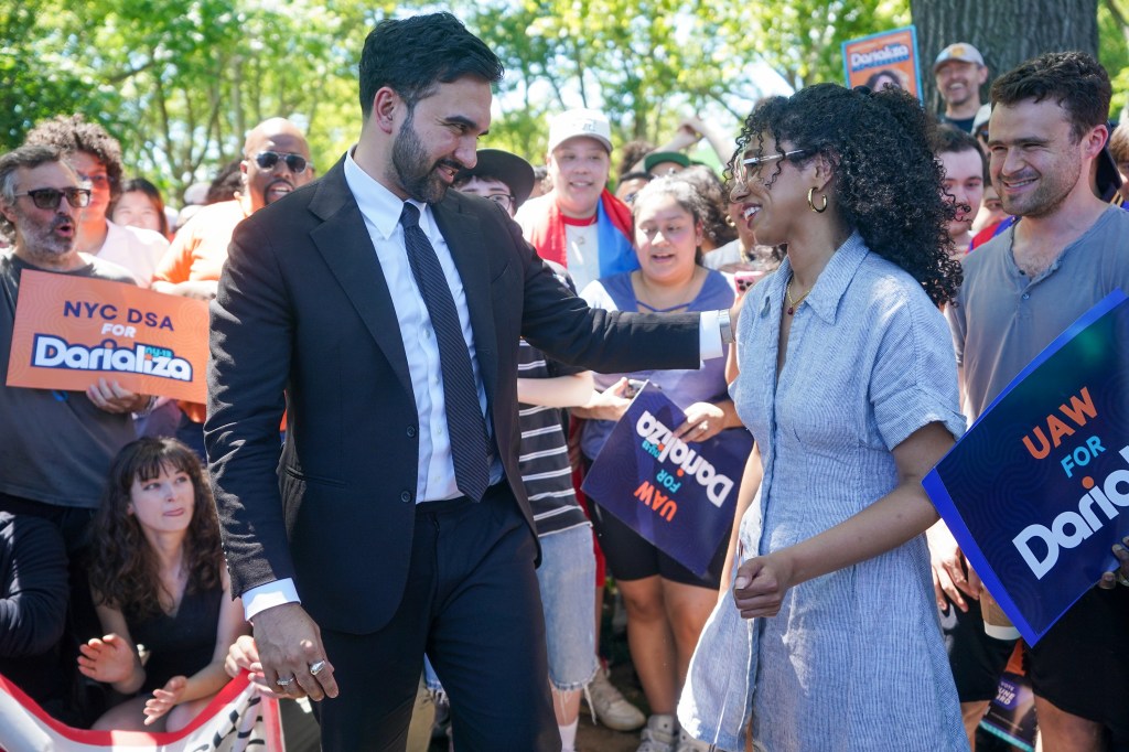 Darializa Avila Chevalier and New York City Mayor Mamdani at a Get Out the Vote Rally at Thomas Jefferson Park.