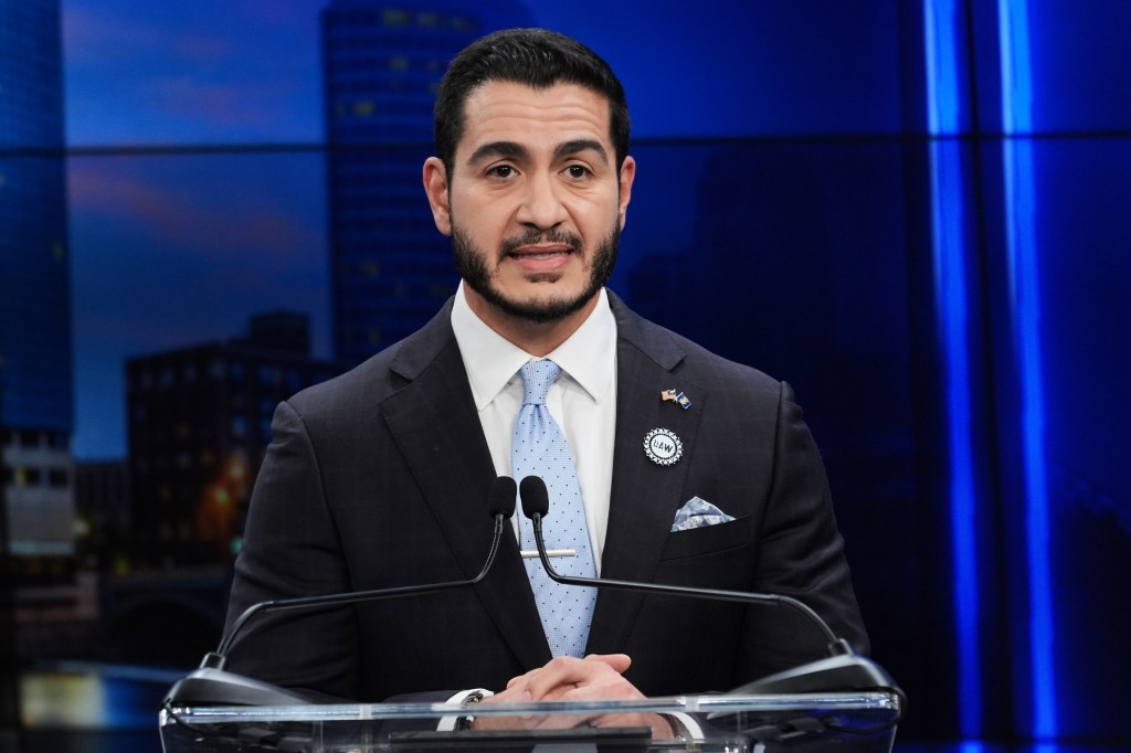 Democratic nominee for U.S. Senate Abdul El-Sayed speaks at a televised debate.