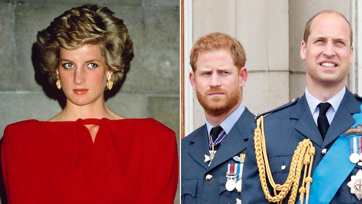 A split of Princess Diana and Prince William and Prince Harry