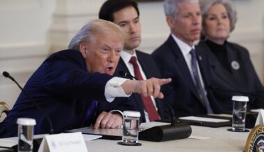 Donald Trump takes questions from members of the media during a meeting with oil and gas executives in the East Room of the White House on January 9, 2026 in Washington, DC. (Photo by Chip Somodevilla/Getty Images)