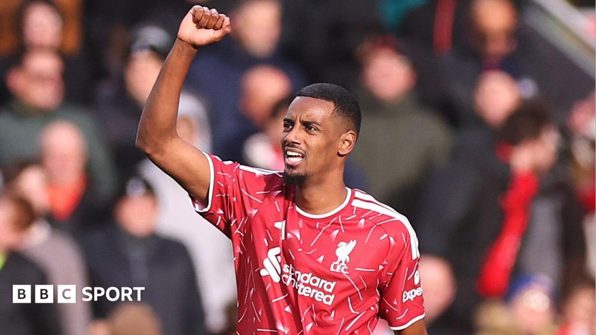 Alexander Isak celebrates scoring for Liverpool