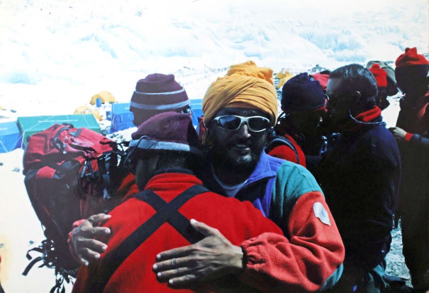 Deputy team leader Harbhajan Singh on his return to base camp after the storm on Everest in May, 1996.
