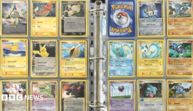 A collection of Pokemon cards.