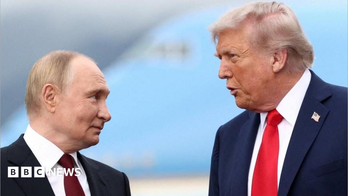Trump and Putin speaking during a visit to Alaska