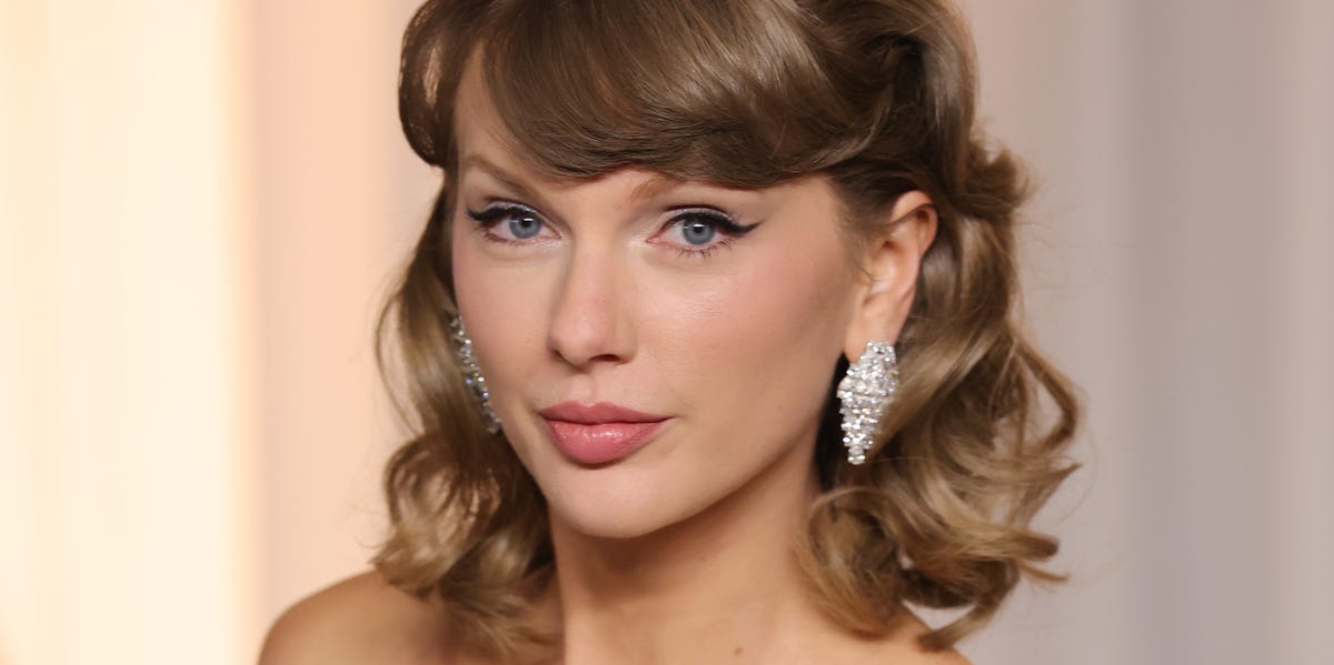 Taylor Swift Wears Ice Blue Bow Gown to the Academy Museum Gala