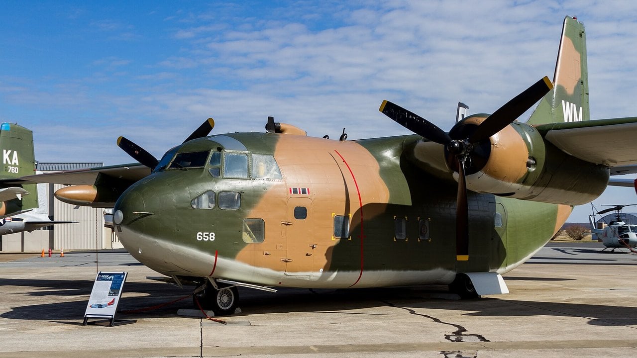 Fairchild C-123K Provider transport aircraft at the Air Mobility Command Museum, Dover