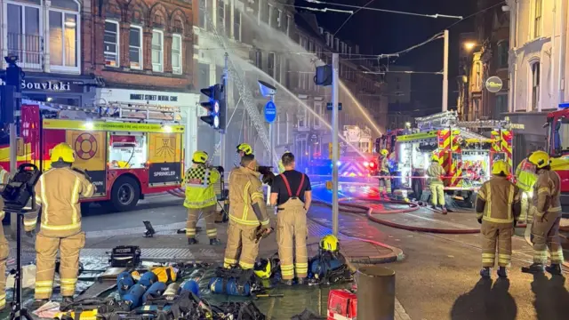 Firefighters in Market Street