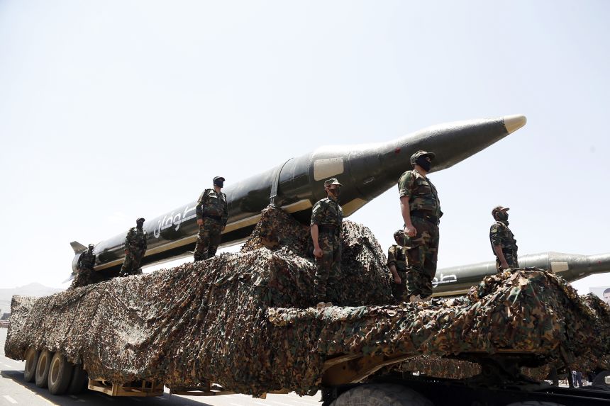 Yemen's Houthi group hold a military parade in Sana'a, Yemen, on September 21, 2023.