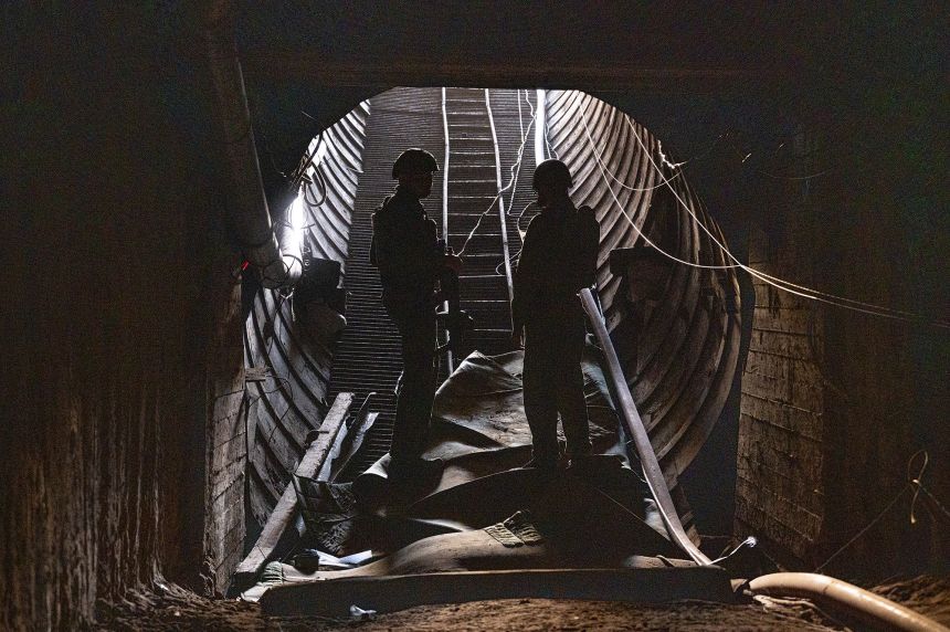 Soldiers exit a tunnel in January 2024 that Hamas reportedly used on October 7, 2023 to attack Israel through the Erez border crossing in northern Gaza.