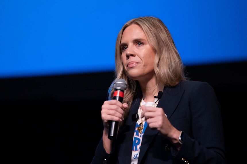 Democratic Senate candidate Annie Andrews speaks during the Spratt Issues Conference in Florence, South Carolina, on August 22, 2026.