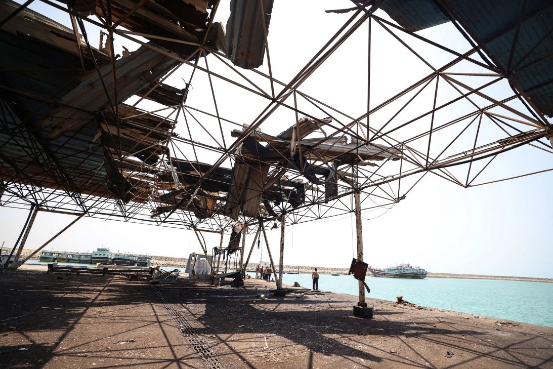 A damaged port and storage warehouse facility is seen following a US military strike in Iran's southern Hormozgan province on September 6, 2026.