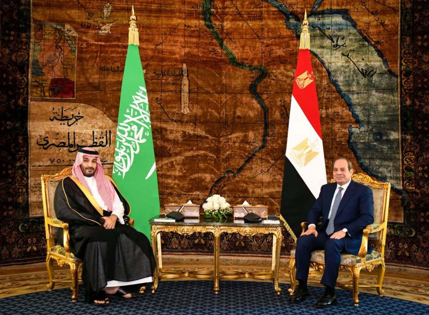 Saudi Crown Prince Mohammed bin Salman, left, met Egyptian President Abdel Fattah el-Sisi, in Cairo, Egypt, on September 15.