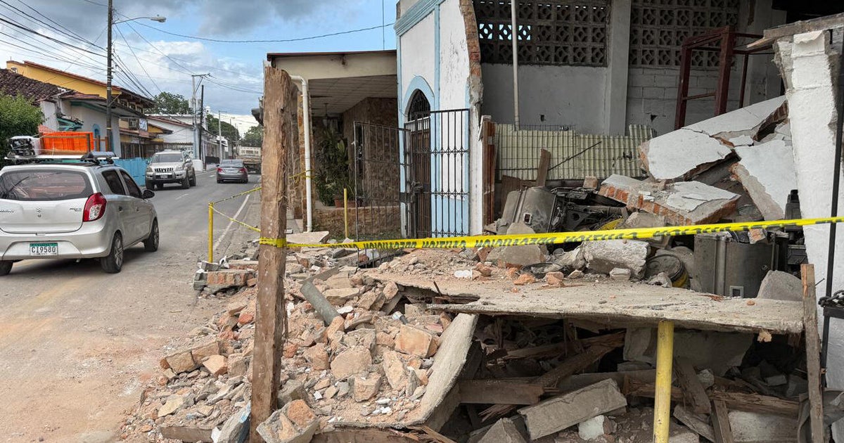 Damage to a house wall is seen after an earthquake in Penonome, Panama, on Oct. 9, 2026.