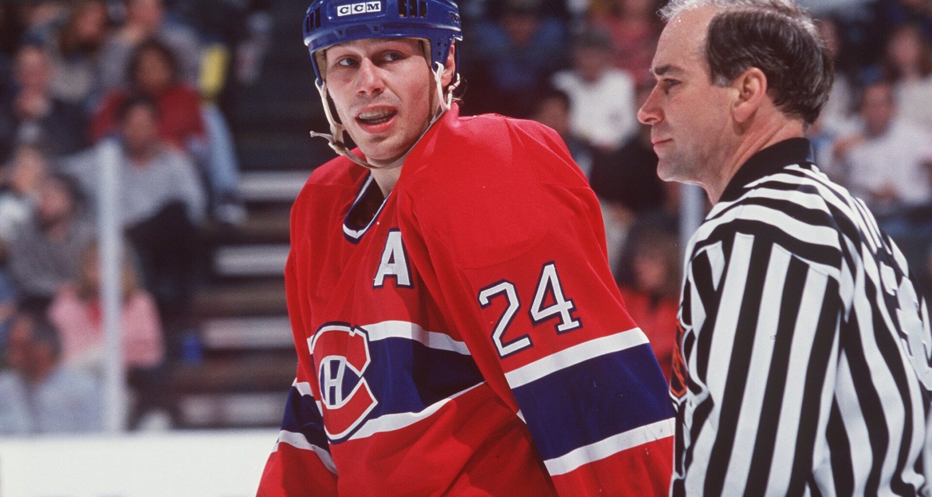 Canadiens' Lyle Odelein plays against the Dallas Stars in 1996.