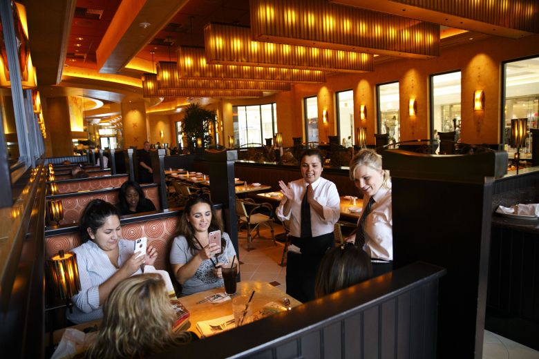 Cheesecake Factories share a distinctive look with lots of lighting, marble and murals.