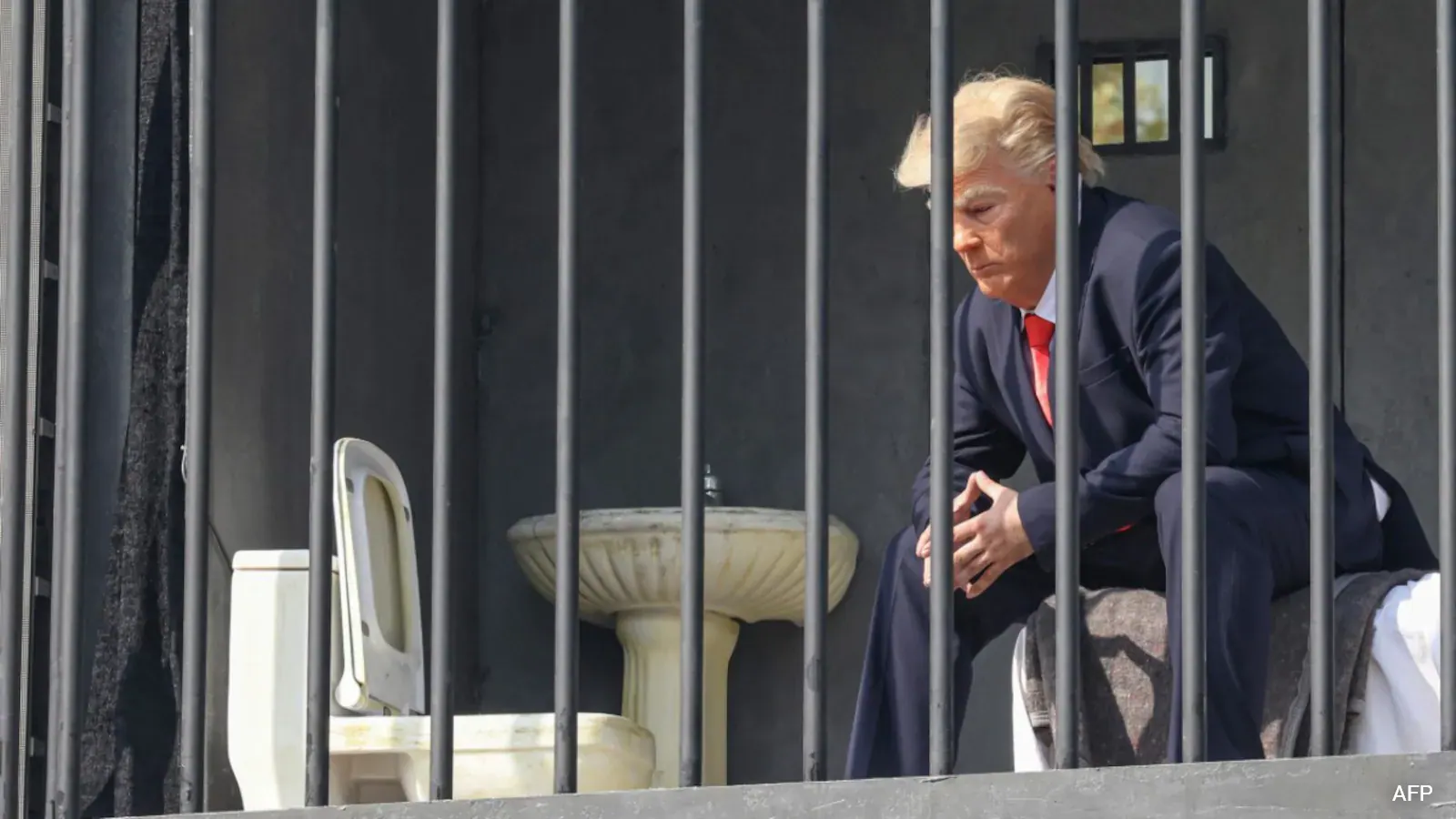 us president Donald Trump Behind Bars? Iran's Latest Anti-US Display Draws Crowds