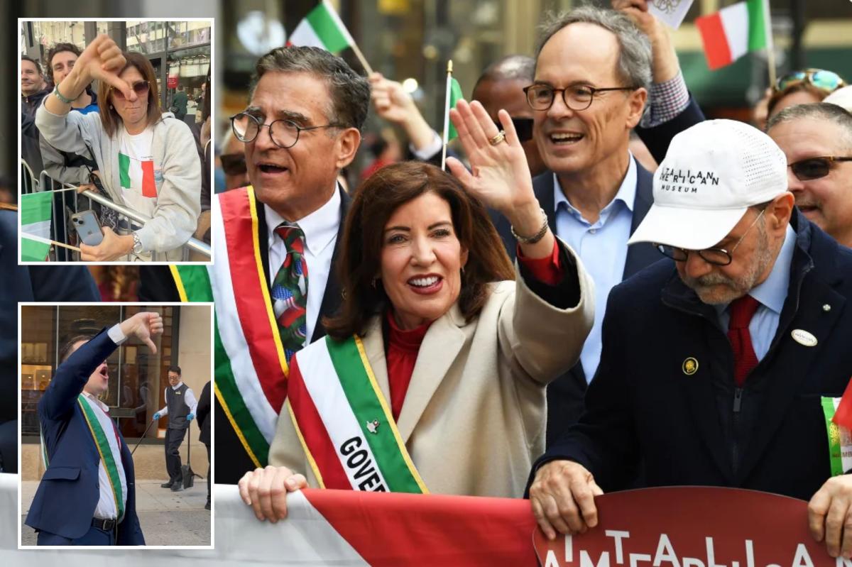 Gov. Kathy Hochul booed while marching in NYC's Columbus Day parade: 'You're a disgrace'