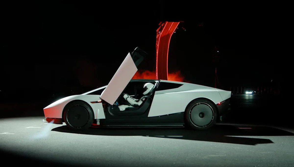 Tesla unveils Roadster featuring compressed air thrusters for limited flight