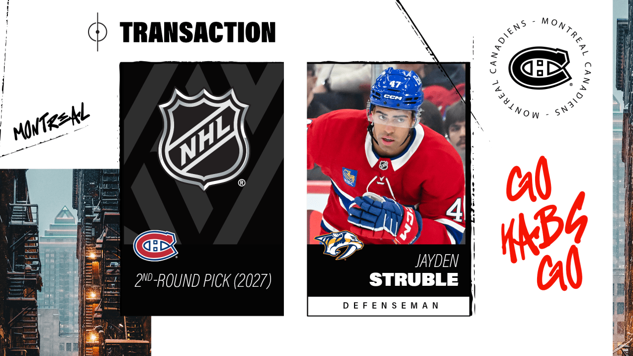 Canadiens acquire a second-round pick in 2027 from the Nashville Predators