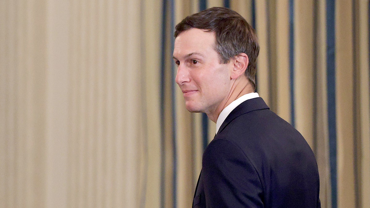 Jared Kushner arriving at press conference