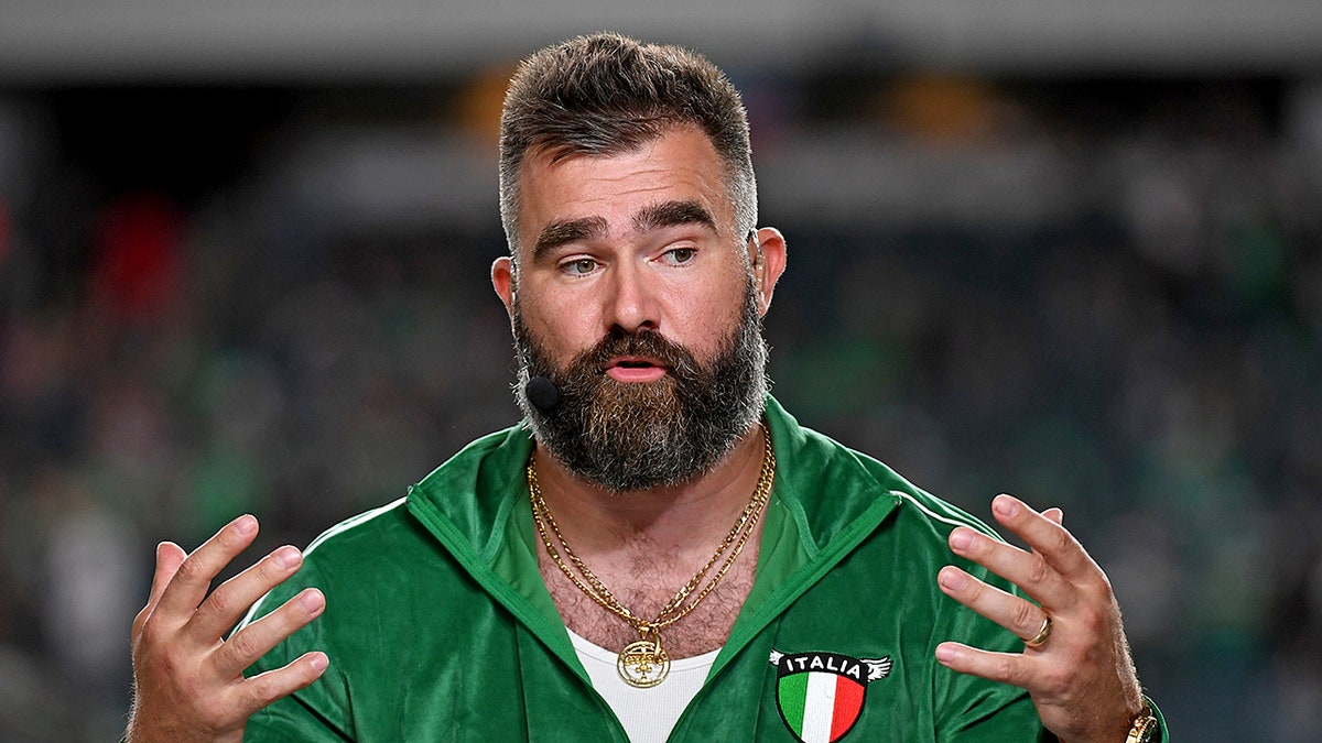 Jason Kelce looks on