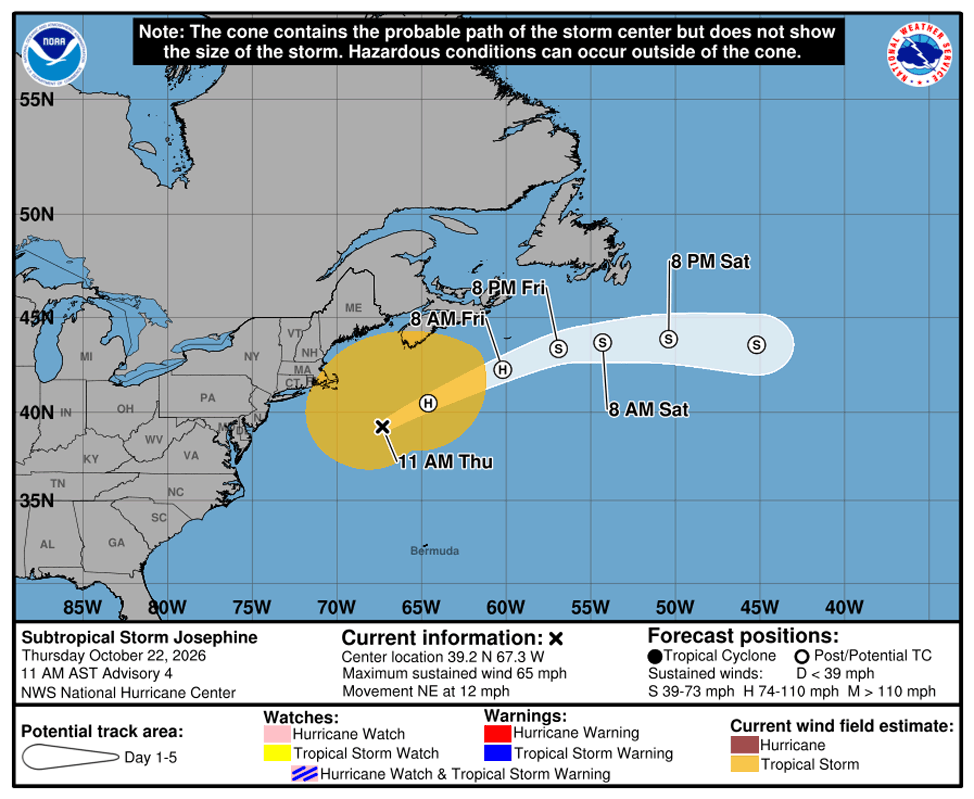 Forecast map for Josephine.
