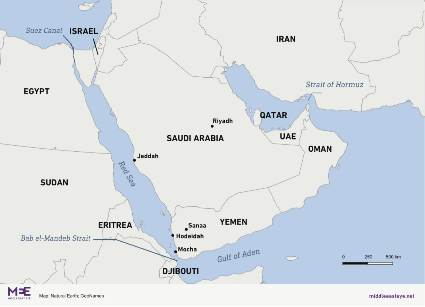 Map of Yemen waterways, MEE