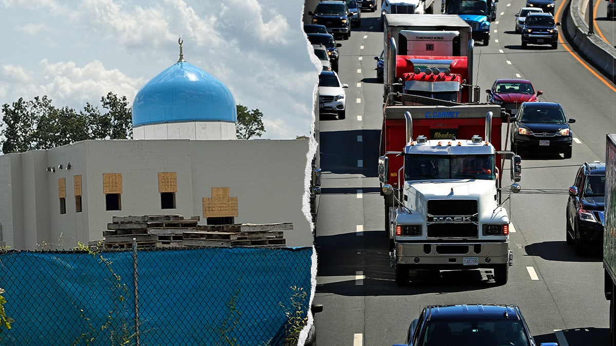 Mosque and Trucks