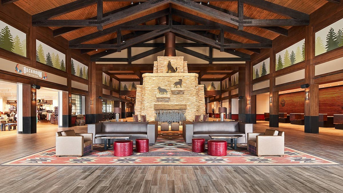 image shows interior lobby to hotel