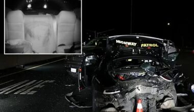 Sleeping Tesla driver crashes into California patrol car, injuring 2 officers