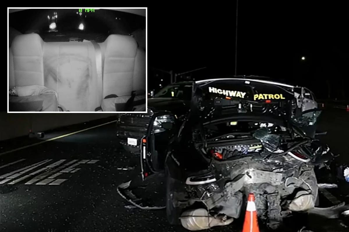 Sleeping Tesla driver crashes into California patrol car, injuring 2 officers
