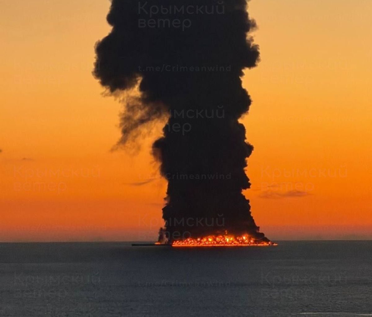 Shadow fleet tanker reportedly ablaze near Russian port city Sochi