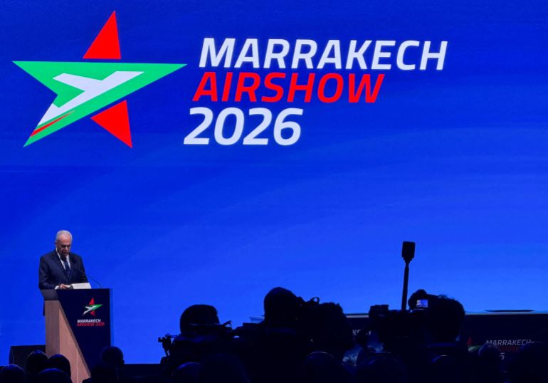 Abdellatif Loudiyi, Morocco's defence administration minister, speaks at the Marrakech Airshow in Marrakesh, Morocco, October 7, 2026. REUTERS/Ahmed El Jechtimi