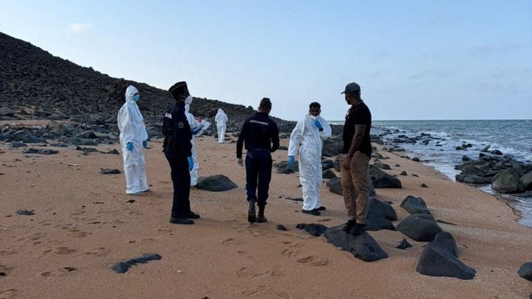 Authorities inspected the shore after the tragedy. Pic: Reuters