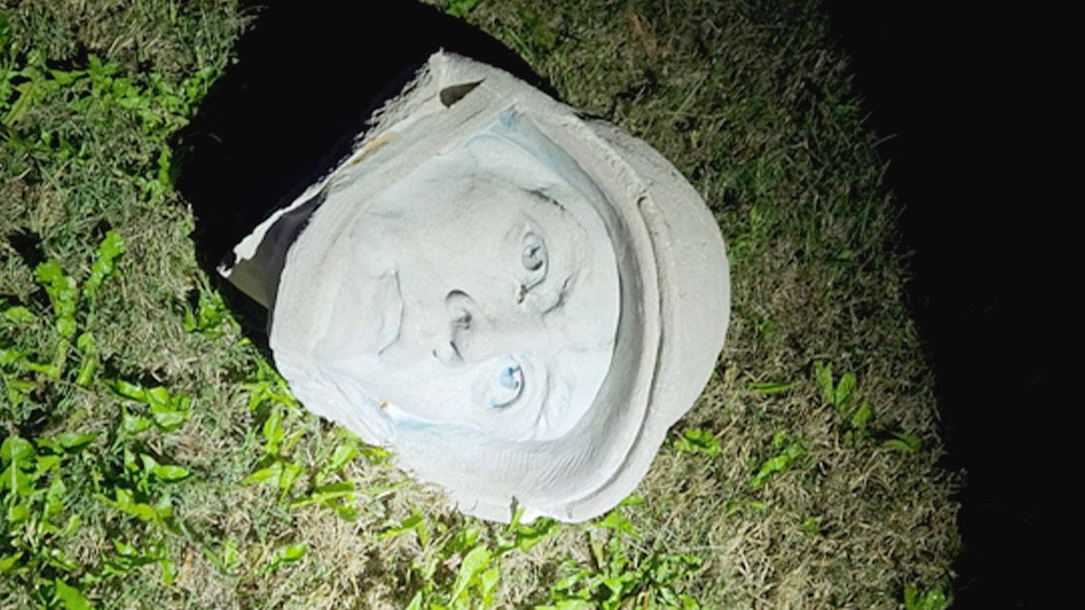 Depicted soldier's head.