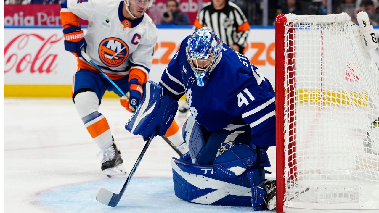 Steady Stolarz leads new-look Maple Leafs to first victory