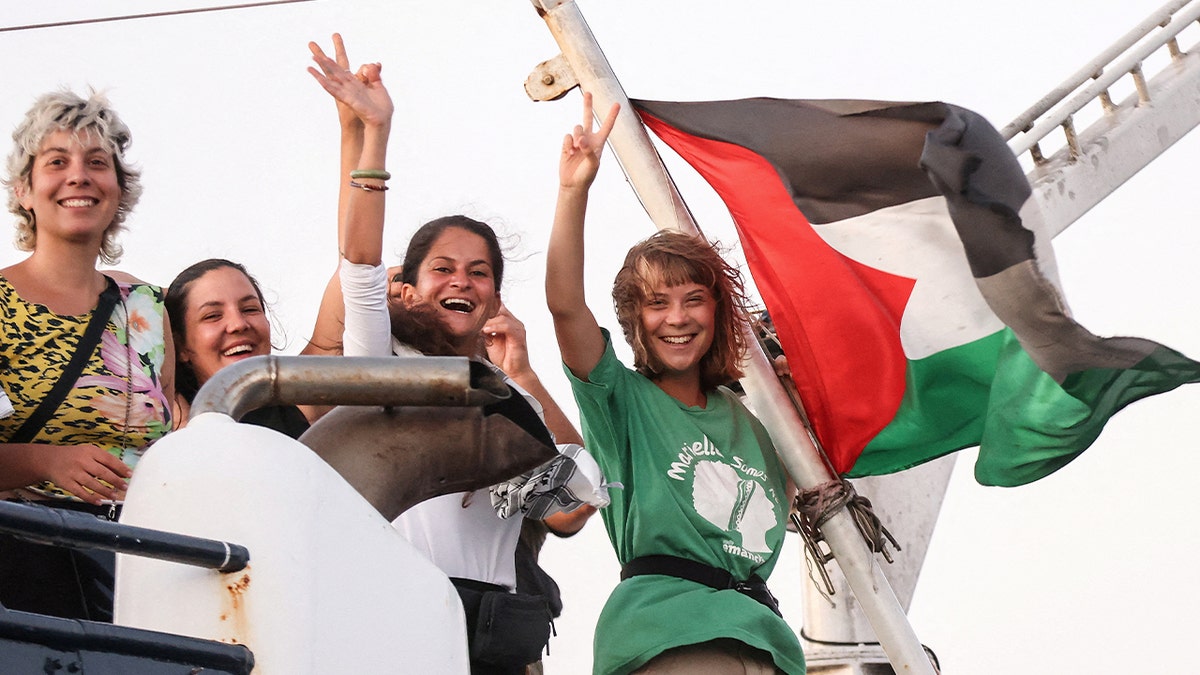 Greta Thunberg participating in the Global Sumud Flotilla