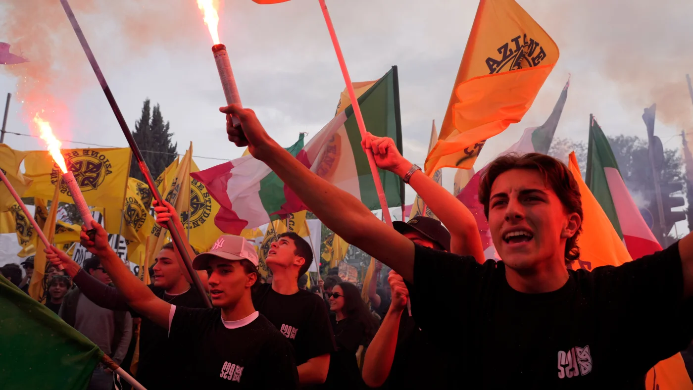 Soldiers guard center of Milan as thousands of protesters march in cities across Europe : NPR