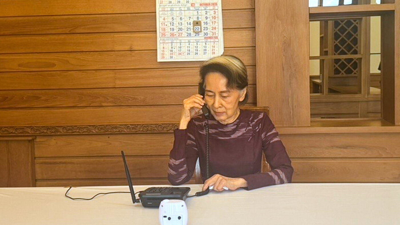 Myanmar's detained Suu Kyi has first call with son in years : NPR