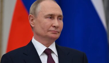 Russian President Vladimir Putin looks on as he makes a speech during a joint press statement with Hungarian Prime Minister Viktor Orban on July 05, 2024.