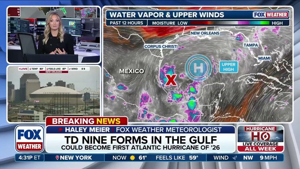Tropical Depression Nine has formed in the Atlantic and is likely to strengthen into the basin’s first hurricane of the season in the coming days. FOX Weather Meteorologist Haley Meier breaks down what to expect.